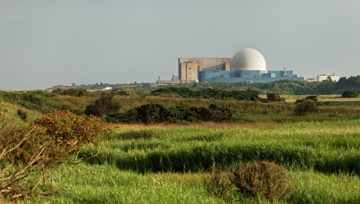 Sizewell nuclear power station located in Suffolk